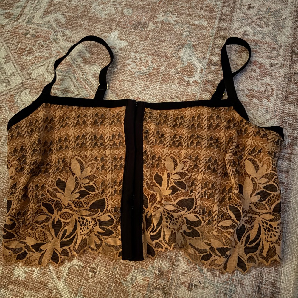 Aerie Black and Brown Lace Camisole